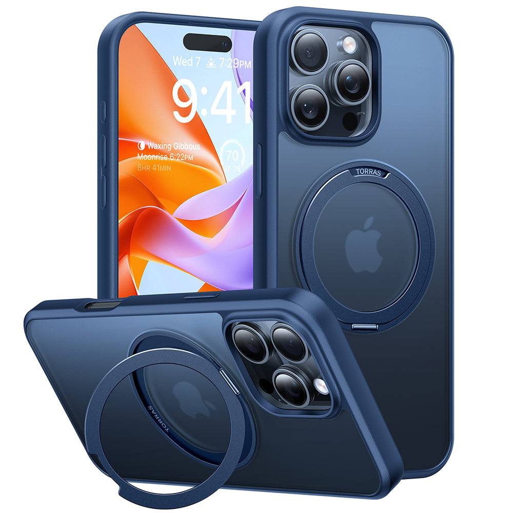 Custodia MagSafe per Apple iPhone 16 Pro, Torras, Ostand Pro, Blu navy