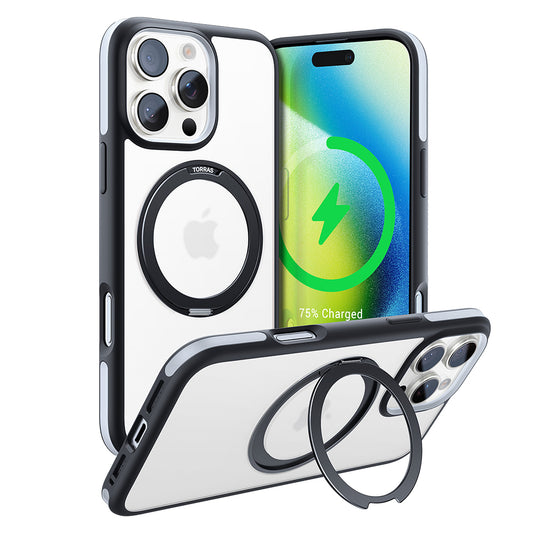 Coque MagSafe pour Apple iPhone 16 Pro, Torras, Ostand R Fusion, Noire