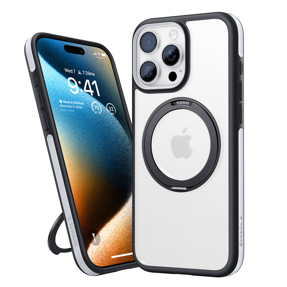 Coque MagSafe pour Apple iPhone 16 Pro, Torras, Ostand R Fusion, Noire