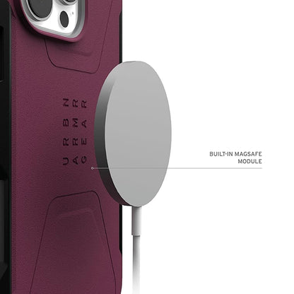 Coque MagSafe pour Apple iPhone 16 Pro, Urban Armor Gear, Civilian, Bordeaux