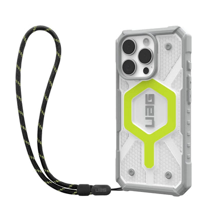Coque MagSafe pour Apple iPhone 16 Pro, Urban Armor Gear, Pathfinder Clear avec cordon, Vert