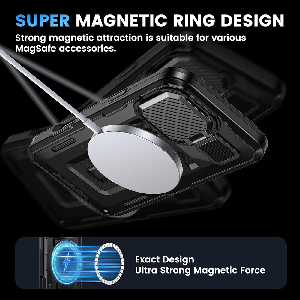 Custodia MagSafe per Apple iPhone 16, Techsuit, CamVault, Nera