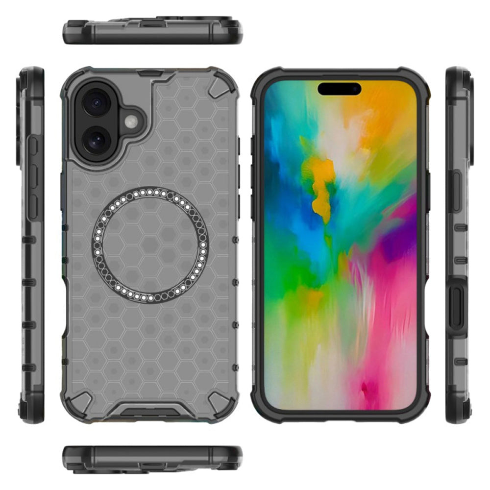Custodia MagSafe per Apple iPhone 16, Techsuit, HoneyComb Shield, Bianca