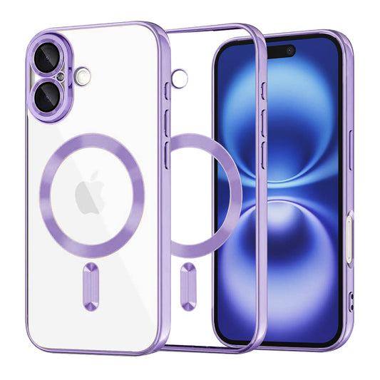Coque MagSafe pour Apple iPhone 16, Techsuit, Luxury Crystal, Violet Clair