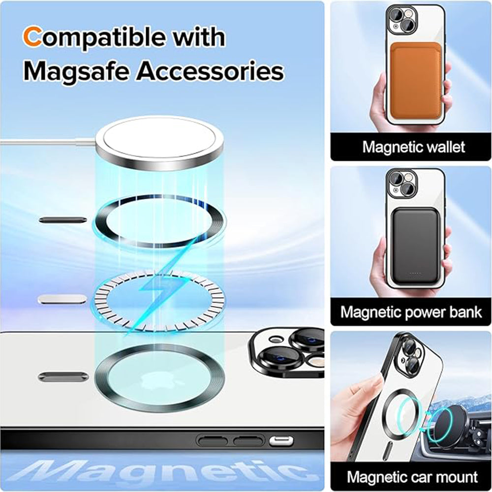 Custodia MagSafe per Apple iPhone 16, Techsuit, Luxury Crystal, Rosa