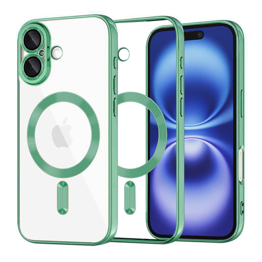 Coque MagSafe pour Apple iPhone 16, Techsuit, Luxury Crystal, Vert Clair
