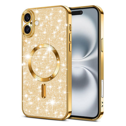 Coque MagSafe pour Apple iPhone 16, Techsuit, Luxury Glitter, Dorée