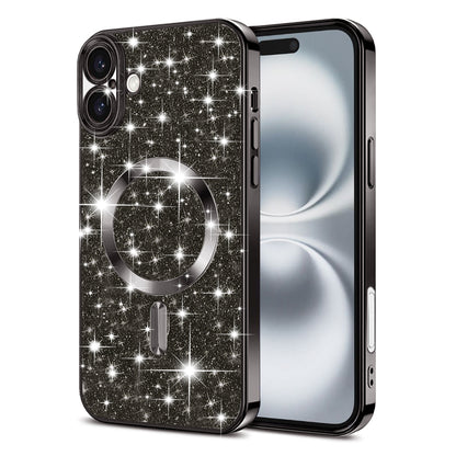 Coque MagSafe pour Apple iPhone 16, Techsuit, Luxury Glitter, Noire