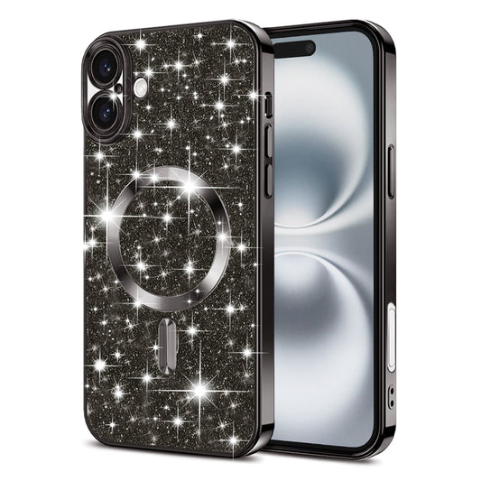 MagSafe-Hülle für Apple iPhone 16, Techsuit, Luxury Glitter, Schwarz