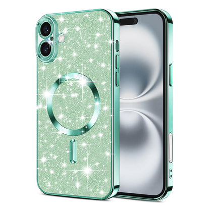 Coque MagSafe pour Apple iPhone 16, Techsuit, Luxury Glitter, Vert Clair