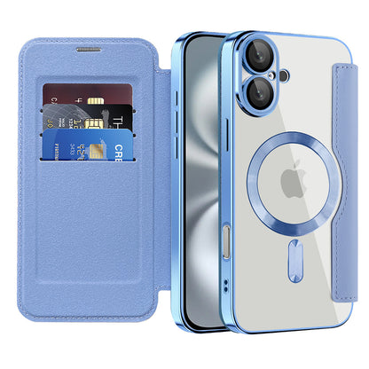 Custodia MagSafe per Apple iPhone 16, Techsuit, SmartMag Book, Blu