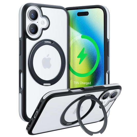 Custodia MagSafe per Apple iPhone 16, Torras, Ostand R Fusion, Nera