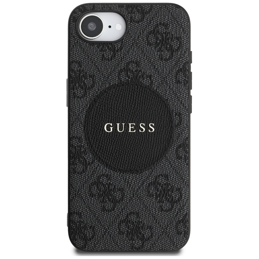 Custodia MagSafe per Apple iPhone 16e, Guess, 4G Circle Classic Logo, Nera