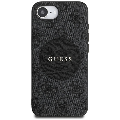 Custodia MagSafe per Apple iPhone 16e, Guess, 4G Circle Classic Logo, Nera