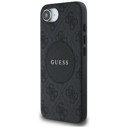 Custodia MagSafe per Apple iPhone 16e, Guess, 4G Circle Classic Logo, Nera