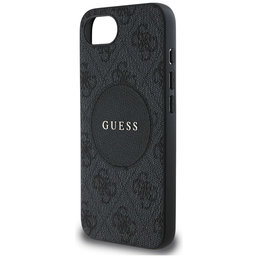 Custodia MagSafe per Apple iPhone 16e, Guess, 4G Circle Classic Logo, Nera