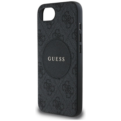 Custodia MagSafe per Apple iPhone 16e, Guess, 4G Circle Classic Logo, Nera