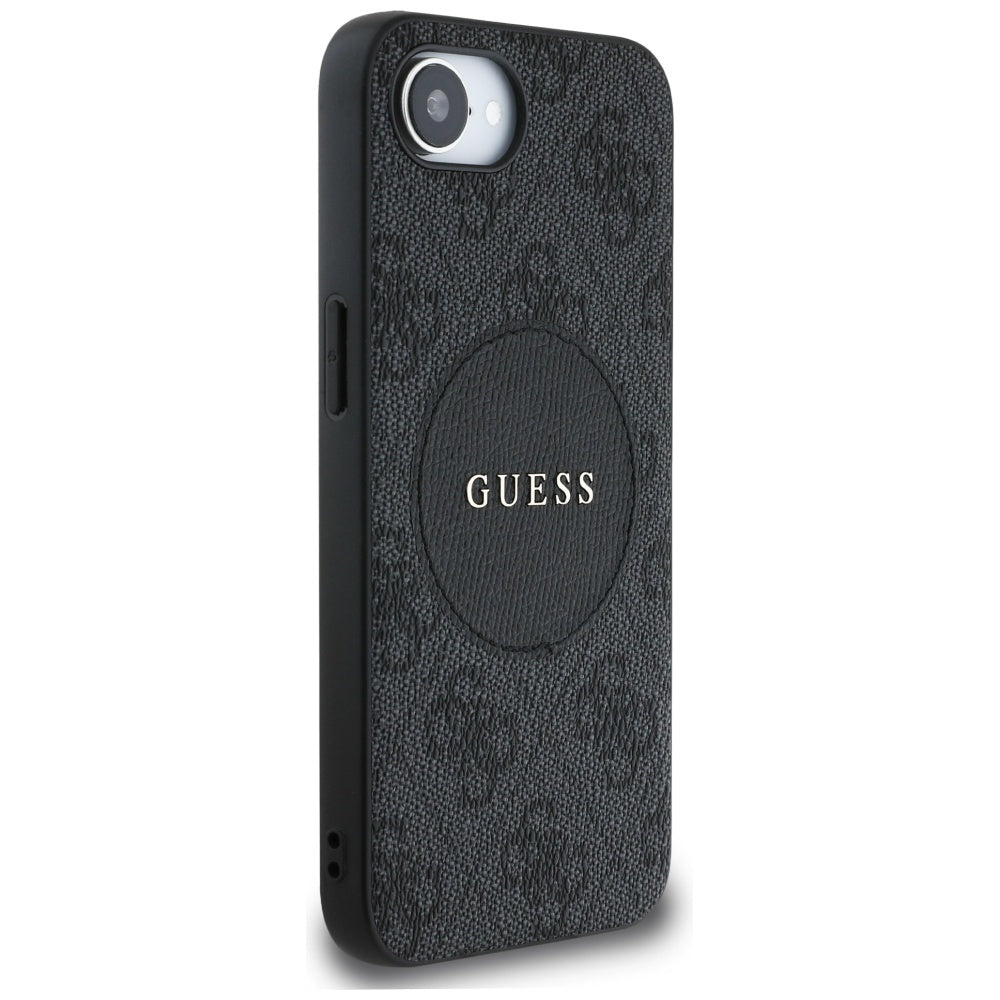Custodia MagSafe per Apple iPhone 16e, Guess, 4G Circle Classic Logo, Nera