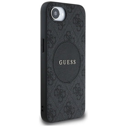 Custodia MagSafe per Apple iPhone 16e, Guess, 4G Circle Classic Logo, Nera