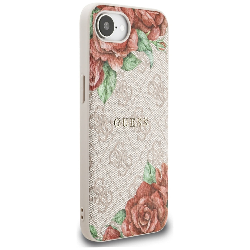 Custodia MagSafe per Apple iPhone 16e, Guess, 4G Flowers Print, Rosa