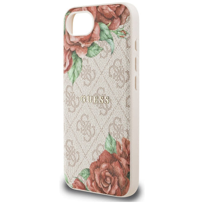 Custodia MagSafe per Apple iPhone 16e, Guess, 4G Flowers Print, Rosa