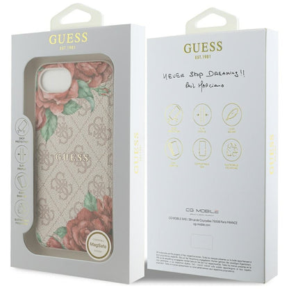 Custodia MagSafe per Apple iPhone 16e, Guess, 4G Flowers Print, Rosa