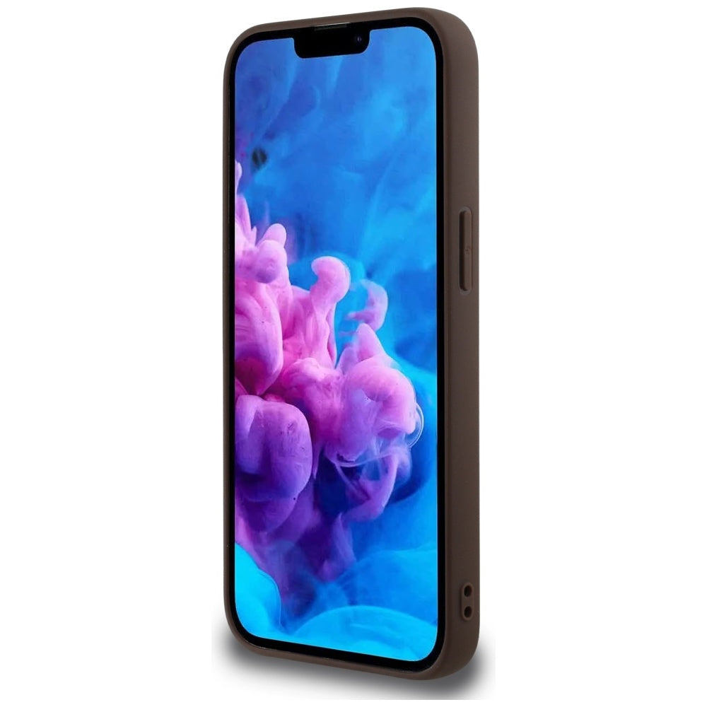 Custodia MagSafe per Apple iPhone 16e, Guess, 4G Ring Triangle Logo, Marrone