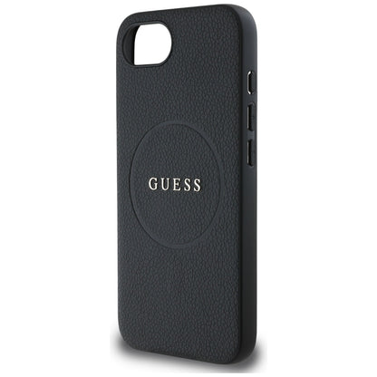 Étui MagSafe pour Apple iPhone 16e, Guess, Anneau Doré Grainé, Noir
