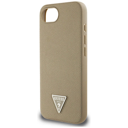 Custodia MagSafe per Apple iPhone 16e, Guess, Logo Triangolo Granulato, Marrone