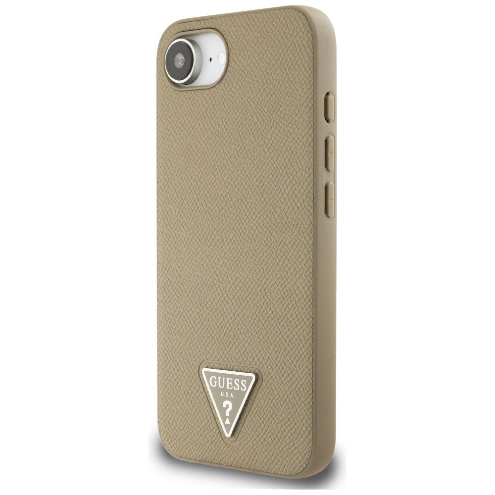 Custodia MagSafe per Apple iPhone 16e, Guess, Logo Triangolo Granulato, Marrone