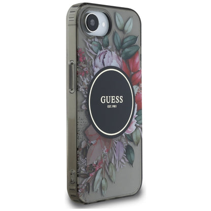 Étui MagSafe pour Apple iPhone 16e, Guess, IML Flowers, Noir