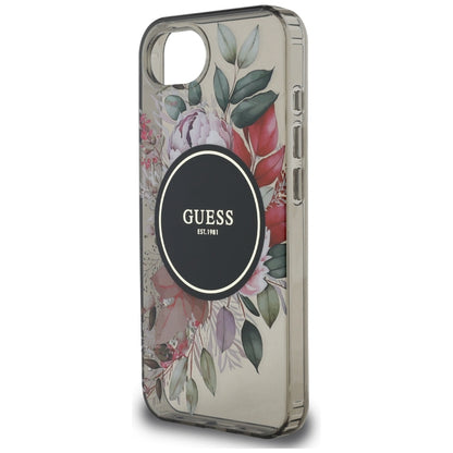 Étui MagSafe pour Apple iPhone 16e, Guess, IML Flowers, Noir