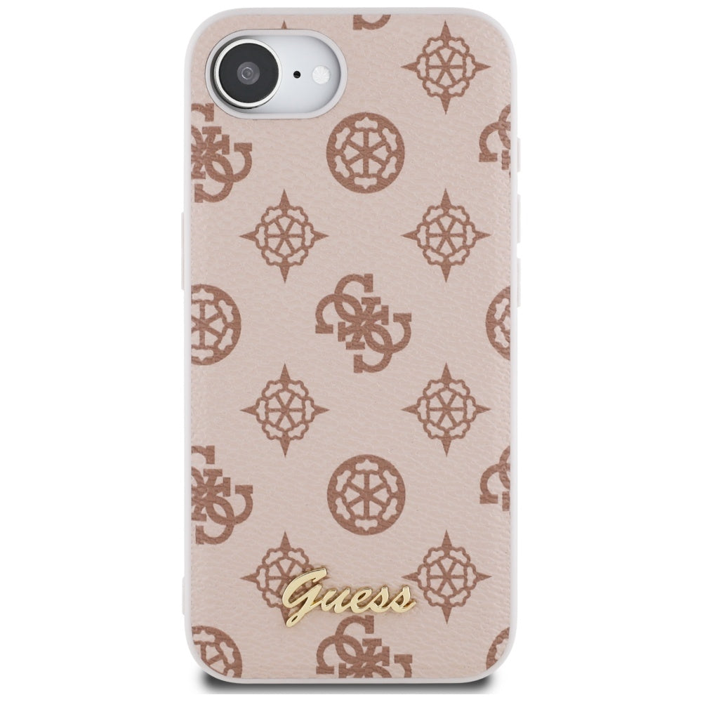 MagSafe Case for Apple iPhone 16e, Guess, Peony Script, Brown