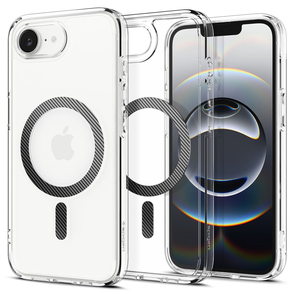 Coque MagSafe pour Apple iPhone 17e / 16e, Spigen, Ultra Hybrid Carbon, Transparente