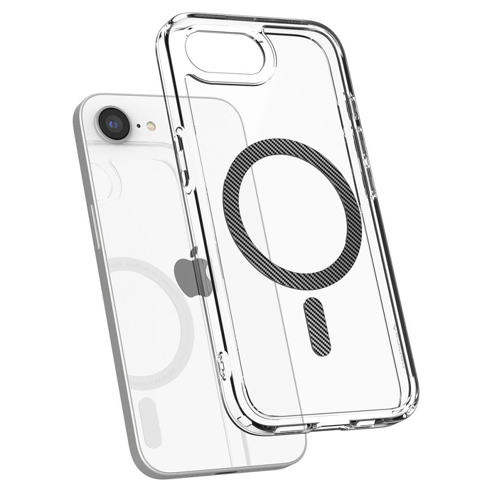 Coque MagSafe pour Apple iPhone 17e / 16e, Spigen, Ultra Hybrid Carbon, Transparente