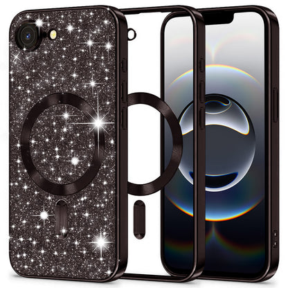 Custodia MagSafe per Apple iPhone 17e / 16e, Techsuit, Luxury Glitter, Nera