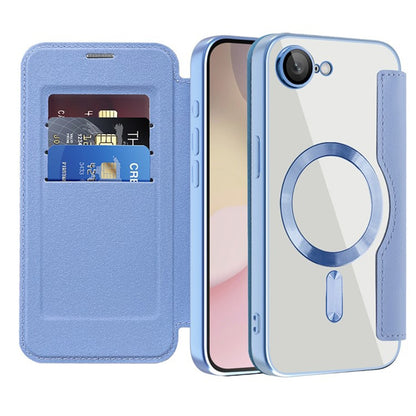 Custodia MagSafe per Apple iPhone 17e / 16e, Techsuit, SmartMag Book, Blu