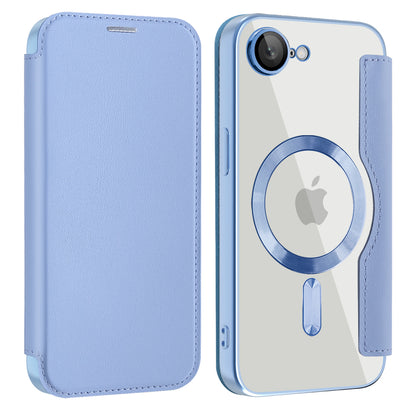 Custodia MagSafe per Apple iPhone 17e / 16e, Techsuit, SmartMag Book, Blu