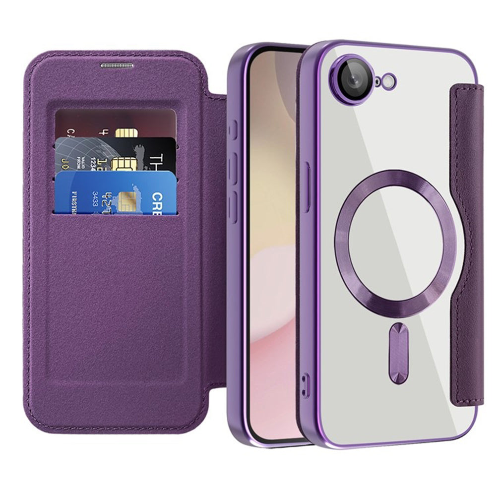 Custodia MagSafe per Apple iPhone 17e / 16e, Techsuit, SmartMag Book, Viola