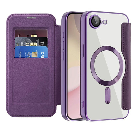 Coque MagSafe pour Apple iPhone 17e / 16e, Techsuit, SmartMag Book, Violet