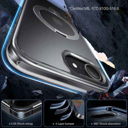 MagSafe Hülle für Apple iPhone 17e / 16e, Torras, Ostand Spin, Transparent