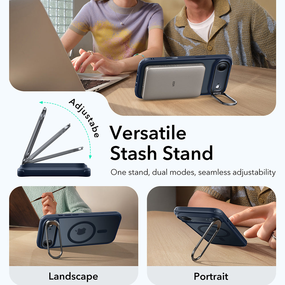 MagSafe Hülle für Apple iPhone 17 Air, ESR, Classic Hybrid Kickstand, Satin Blau