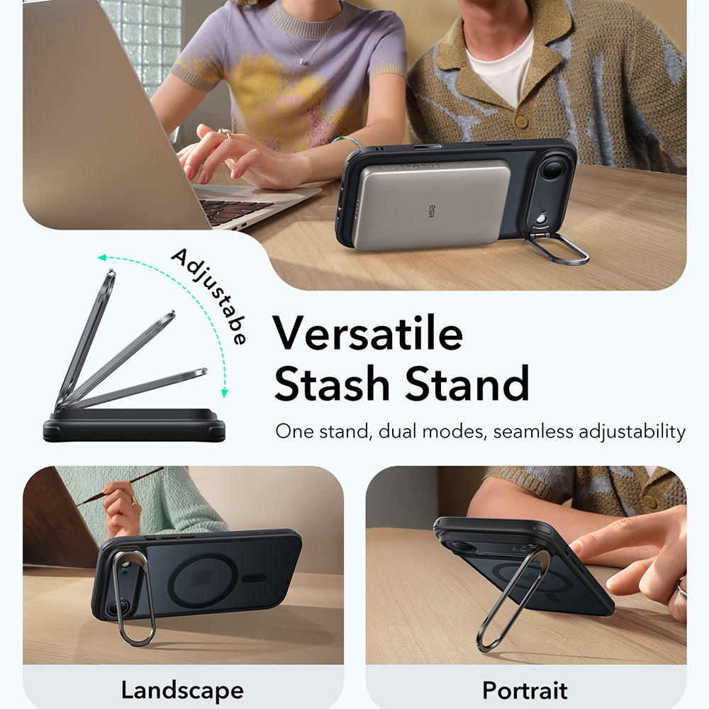 Housse MagSafe pour Apple iPhone 17 Air, ESR, Classic Hybrid Kickstand, Noir Satiné