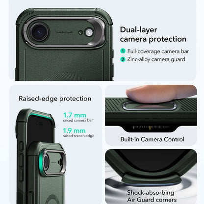 Étui MagSafe pour Apple iPhone 17 Air, ESR, Cyber Armor avec support, Vert