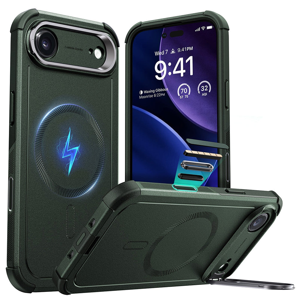 Étui MagSafe pour Apple iPhone 17 Air, ESR, Cyber Armor avec support, Vert