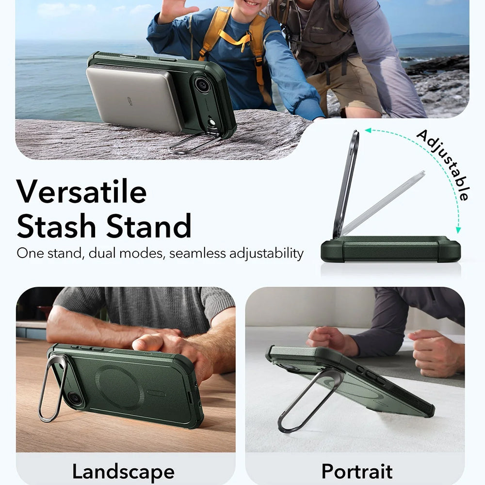Étui MagSafe pour Apple iPhone 17 Air, ESR, Cyber Armor avec support, Vert