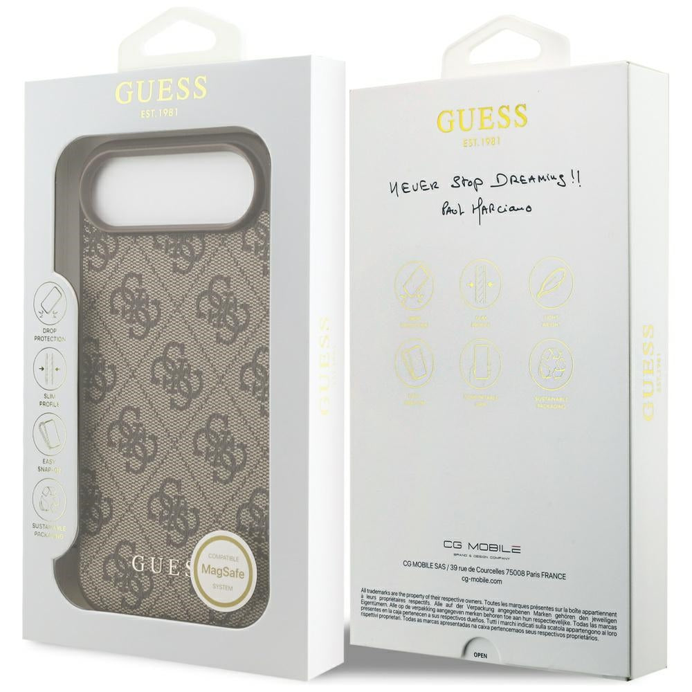 Étui MagSafe pour Apple iPhone 17 Air, Guess, 4G Charm Cradle, Marron