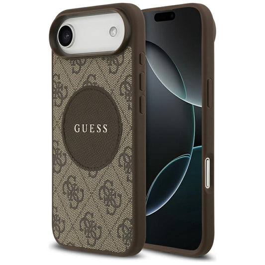 Étui MagSafe pour Apple iPhone 17 Air, Guess, Logo Classique Cercle 4G, Marron
