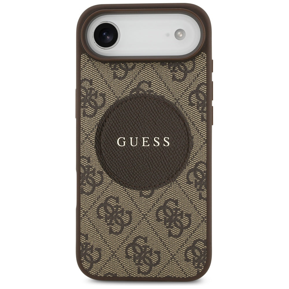Étui MagSafe pour Apple iPhone 17 Air, Guess, Logo Classique Cercle 4G, Marron