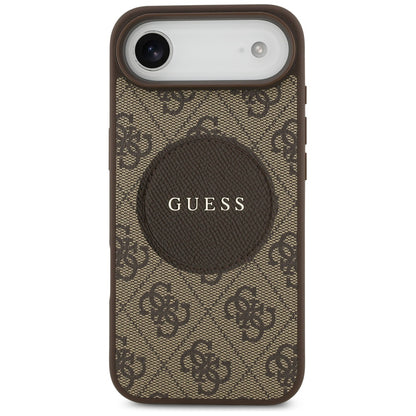 Étui MagSafe pour Apple iPhone 17 Air, Guess, Logo Classique Cercle 4G, Marron